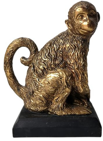 Buchstütze Deko Figur AFFE Gold Schimpanse Bonobos Dekoobjekt Skulptur Statue 2