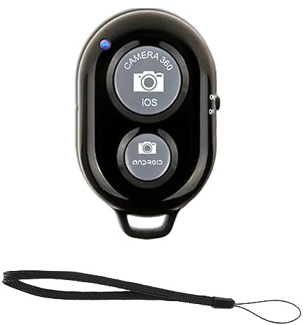 Shopzic Bluetooth Photo Clicker Remote Shutter Release with 18cm Lanyard - Long Lasting Android iOS iPhone Remote Camera Control - Selfie Stick Button Monopod Smartphone Compatible Video Remote