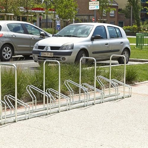 Mottez | Fahrradständer auf 2 Ebenen nebeneinander | 8 Stellplätze | Metalloptik