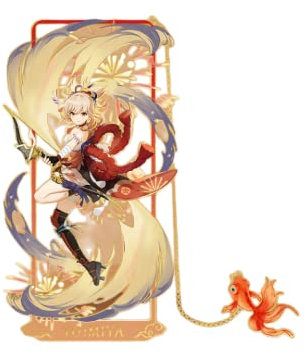 1 x Genshin Impact Figur Metall Lesezeichen Spiel Lesezeichen mit Kette (Yoimiya)