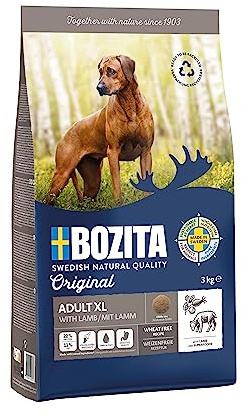 Bozita Hundefutter Original Adult XL Lamm – 3 kg weizenfreies Trockenfutter speziell für große Rassen – ausgewogene Ernährung für gesunde Gelenke, Starke Knochen und EIN aktives Hundeleben