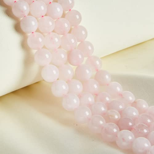45pcs 8mm Natural Rose Quartz Beads Gemstone Beads Round Loose Beads for Jewelry Making