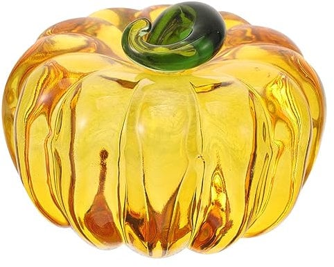 YARNOW Orangefarbener Glaskürbis Tischdeko Kürbis Kürbisdekor Aus Glas Glashandwerk Halloween-Dekorationen Gelbe Glaskürbisse Tischverzierung Kürbis-dekor Haushaltsprodukte Esstisch