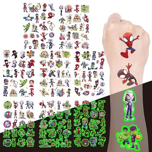 Tatuaggi Luminosi Per Bambini Maschi Bambina, Tatuaggi Finti Bambini 8 Fogli Tatuaggi Temporanei Bambini Fluorescente Impermeabile Tatuaggi Bambini Regalini Gadget Feste Compleanno Accessori Party
