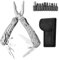 Outil multifonction 25 en 1 pliable en acier inoxydable - Outil multifonction - Accessoire de camping parfait - Décapsuleur et mousqueton - Avec 11 embouts de tournevis et sac à clip de sangle