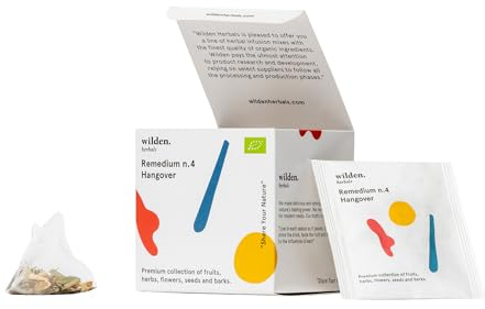 Wilden.herbals | Tisana Biologica in Bustine Compostabili, Infuso Funzionale con Zenzero, Menta e Curcuma per garantire una sensazione rigenerante Remedium n.4 Hangover – Astuccio da 10 Bustine