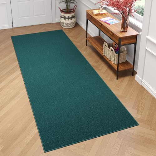 TAPISO Mono Läufer Teppich Kurzflor Indoor Outdoor UV-beständig Blau Einfarbig Wohnzimmer Schlafzimmer Kinderzimmer Modern Design ÖKO-TEX 70 x 350 cm