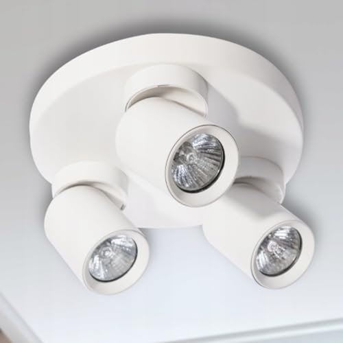 Miratic Luminaria de Pared y Techo - Aplique Pared Interior - GU10 Sustituible máx. 12 W (Bombilla no incluida) IP20 (base circular - 3 cabezas, Blanco)