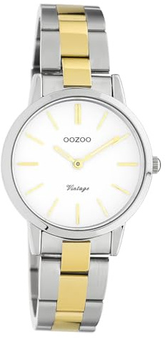 Oozoo Damen Armbanduhr Ultra Slim Edelstahl Silber Gold UOC20112 Analoguhr