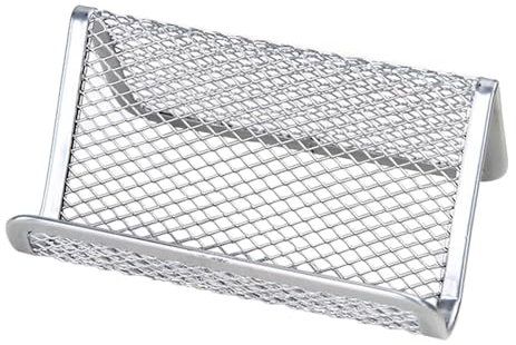 1 Stück Metall Mesh Visitenkartenhalter, Desktop Visitenkartenständer Anzeige Kartensammlung Organizer für Desk Office (Silber)