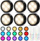Onumii LED Sans Fil Lampe de placard, Adhesive Spot LED à Pile avec Telecommande Couleur rgb Lumiere pour Armoire (Lot de 6 Noir)