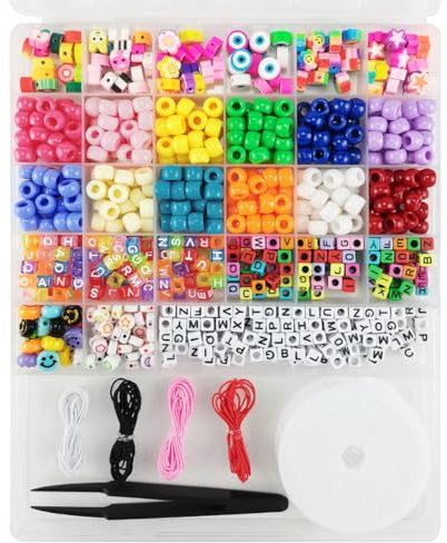 Cragmut 800 Stück Perlen zum Auffädeln Kinder Set, DIY Perlensets Armbänder Selber Machen Kinder, Armband Perlen Bastelset Kinder ab 6 Jahre, für Mädchen Geschenke 6 7 8 9 Jahre Schmuck Basteln