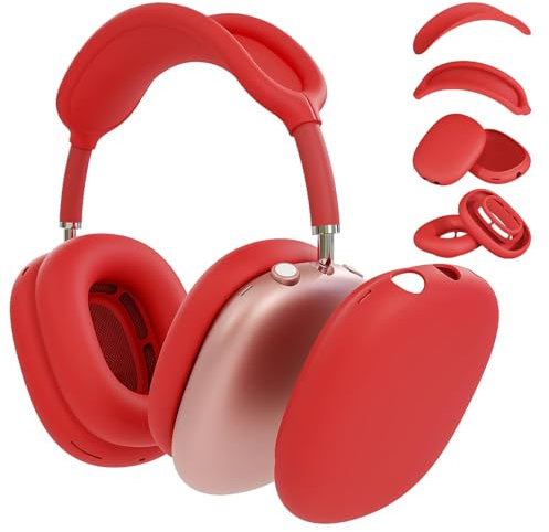 Woyinger Schützen Sie Ihre AirPods Max Kopfhörer mit Silikonhüllen. Schützen Sie die Ohrpolster, Ohrmuscheln und das Kopfband, damit Ihre Apple AirPods Max in makellosem Zustand bleiben. (Rot)