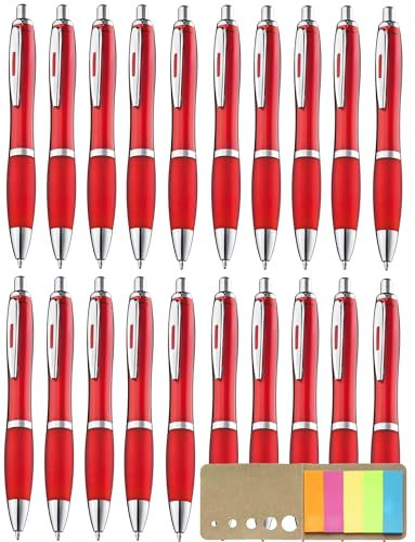 Set Kugelschreiber 20 Stück ergonomische Druckkugelschreiber Rot Kullis mit rutschfester Griffzone Großraumine Blau Kuli blauschreibend Rote Kulischreiber blaue Tinte