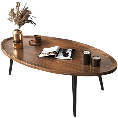 Table Basse Ovale en Noyer, Table de Canapé Industrielle, Table Centrale Simple Rustique, Table Basse Vintage Designpour Salon, Maison, Bureau, Balcon, Cour, Café