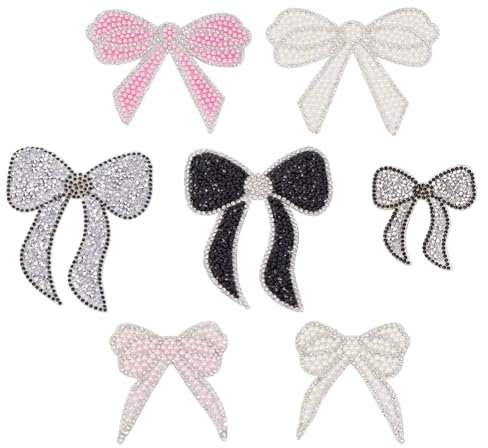 INFUNLY 7pcs Bow Knot Rhinestone Patches 7 Colors Bow Knot Crystal Bling Patches Iron on Glitter Patches Applique Butterfly Fabric Patches for Clothing Repair Jacket Backpack Jean Hat Bag Decoration