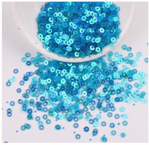 Rockreyoa 30 Farben Lose Pailletten, Runde Stickerei Regenbogen-Pailletten mit Löchern zum Basteln?DIY Kunsthandwerk Nähen Schmuck Basteln Dekorationen Nr.22 Transparentes Dunkelblau 3mm