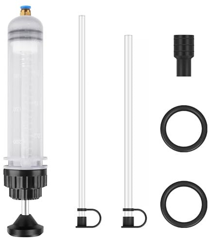 200cc Oil Suction Syringe, Brake Fluid Extractor Pump, Brake Fluid Syringe, Oil Change Syringe, Hand Pump for Brake Fluid, Change Syringe with Tubes+Rubber Rings, Oil Fluid Extractor for Engine & Car
