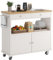 knoworld Isla de cocina rodante con armario de almacenamiento, carrito de cocina de 35.4 pulgadas de ancho, mesa de isla de 2 cajones, isla de cocina móvil portátil con toallero, parte superior de