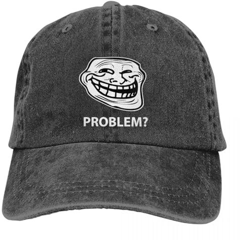 YANIUIE Lizenziert Sie verrückt Troll Gesicht Problem Baseballkappe Distressed Baumwolle Hüte Kappe Vintage Outdoor Reisen Verstellbare Snapback Hut Geschenk