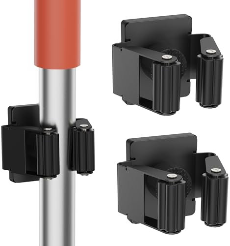 UNUSFIRE Soporte magnético para escobas, paquete de 2 soportes magnéticos fuertes para escobas y fregonas para herramientas de limpieza, soporte magnético antideslizante para escobas para