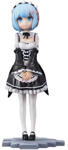 REOZIGN REM Ram Figure, Standing Figure REM Ram Maid Outfit Figure 17 Cm/6.7 Inch PVC Statues Cosplay Handmade for Anime Fans Gifts (Blue)