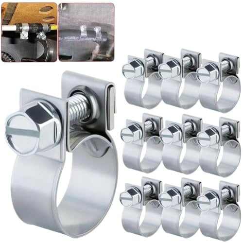 FRAOMHFW 10Pcs 19-21mm 20-22mm Spring Fuel Hose Clip Carbon Steel Clips Oil Water CPU Air Gas Pipe Tube Clamp Metal Fastener(19-21mm)