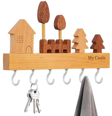 Porte-Manteau Mural Porte-Manteau Mural en Métal Gain de Place Porte-Manteau de Rangement Mural Porte-Manteau Mural, Porte-Clé Mural Crochet de Serviette de Douche Crochet à Vêtements en Bois Porte-Cr