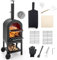 Four à pizza d'extérieur au feu de bois avec thermomètre intégré, tiroir à cendres et pelle – Chauffage de barbecue à pizza pour terrasse