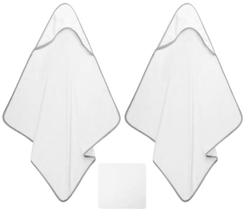 HAGOT 2PCS Kapuzenhandtuch Baby, Kuscheliges Babyhandtuch mit Kapuze, Badeponcho und Kuscheldecke, Kapuzentuch für Babys & Neugeborene ab 0+ Monaten,65 * 65cm