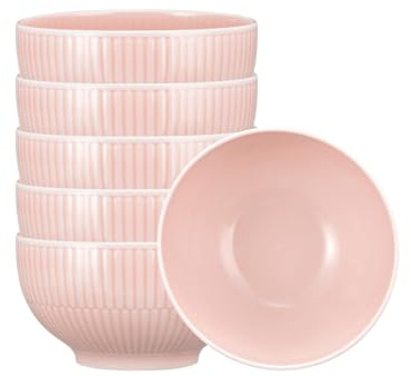 Seltmann Weiden Amina Café au Lait Schalen 6er Set, 500 ml, Runde Milchkaffeeschalen ohne Henkel mit dezentem Reliefmuster, Spülmaschinen- und Mikrowellenfest, Porzellan, Rosé