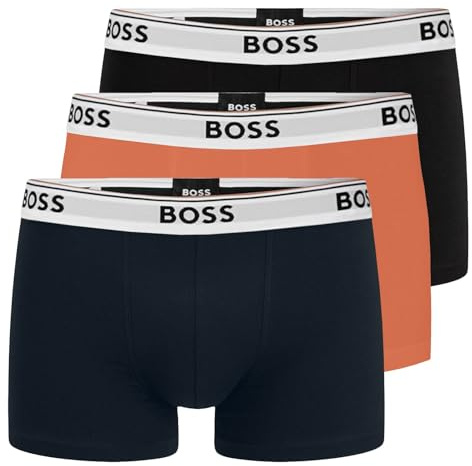 BOSS Herren Trunks Power Boxer Unterhosen Cotton Stretch 3er Pack, Farbe:Mehrfarbig, Wäschegröße:2XL, Artikel:-962 Black/orange