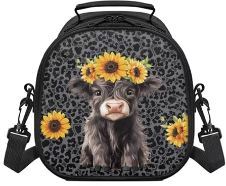 Renewold Highland Cow Lunch Box Kids Multifunctional Insulated Lunch Bag Lightweight Thermal Picnic Cool Bags for School Picnic Travel Hiking Camping