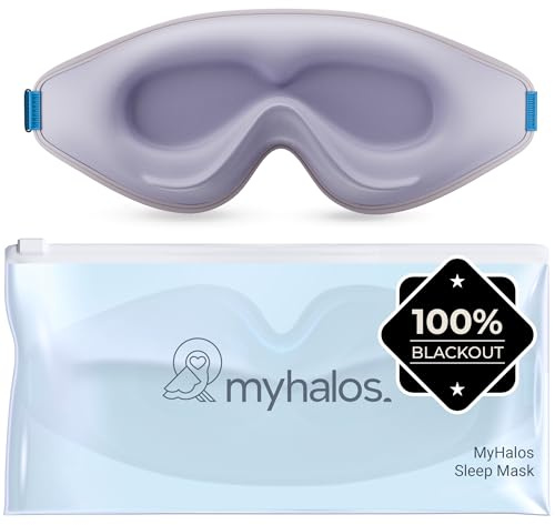 MyHalos Blackout Sleep Mask, Eye Mask for Sleeping, Zero Pressure, Travel