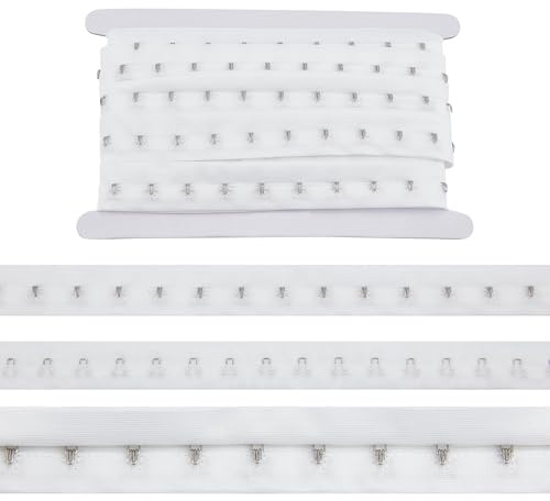 Letsinstyle 5 Yards 0.78 Zoll Einzelhaken Und Ösenbandbesatz Silbernes Metall Auf Weißem Baumwollband Nähzubehör Zum Quilten Korsett BH Renaissance Tanz Brautkostüme