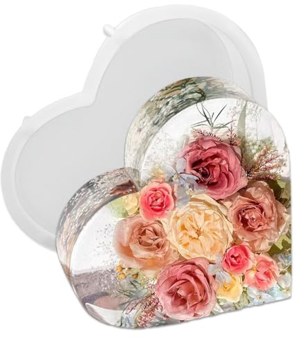 TOKSEO Epoxidharz Formen Groß, Herzförmig Resin Silikonform, Herz Silikonform Groß, Resin Formen für Anfänger, Silikonformen Epoxidharz für DIY und Versiegelte Blumen