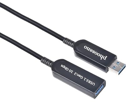 phoossno USB 3.1 Extension Cable Active Optical USB 10Gbps 30m Compatible with Microsoft Azure Logitech Camera Xbox Touch Screen Kinect Keyboard Mouse Intel RealSense
