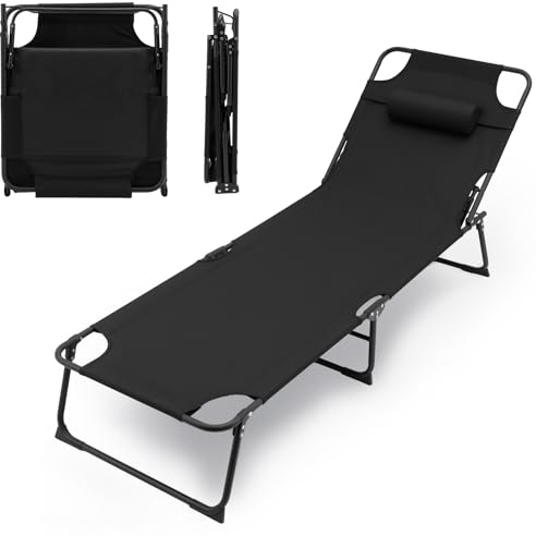 Portable Folding Camping Bed Lounger – Lightweight Outdoor Cot for Hiking, Trekking, Backpacking, Garden, Beach, Military, Survival, Emergency Sleep, Travel, Fishing, Caravan Use – Durable Steel Frame