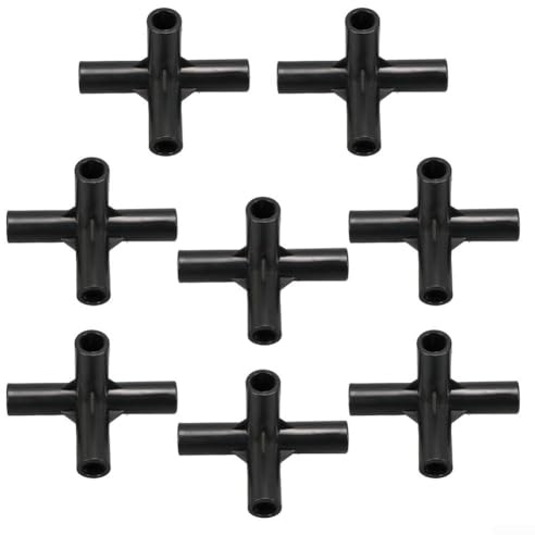 8 raccordi per tubi a 4 vie con robusta struttura in plastica ABS per costruire supporti stabili per piante e scaffalature (8 mm)