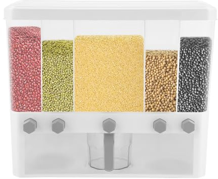 Duoruameng Distributeur de céréales, distributeur de céréales, distributeur de riz avec verre doseur, distributeur de nourriture sèche de cuisine pour céréales, noix, aliments secs