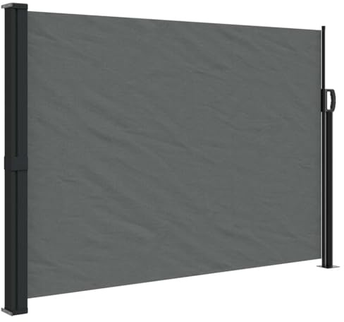 Seitenmarkise, einziehbar, Sichtschutz, Garten, Paravent, Außenbereich, Seitenmarkise, einziehbar, Anthrazit, 140 x 500 cm
