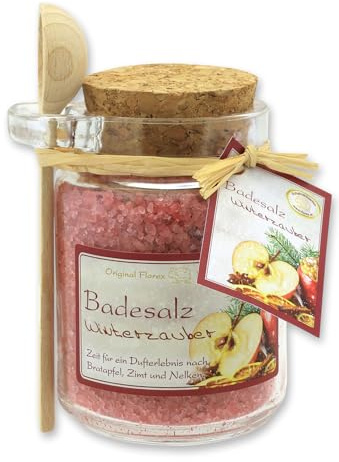 Florex Badesalz Winterzauber mit Schafmilch im dekorativen Glas mit Holzlöffel 300 g