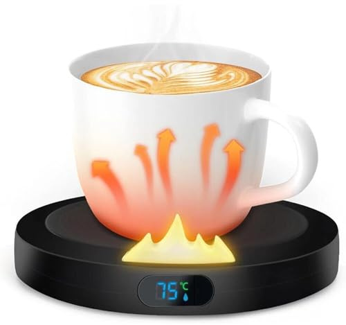 Coffee Mug Warmer with Digital Display, 20W USB Powered Beverage Warmer, 3 Temperature Settings, Black, 13cm, for Coffee, Tea, Milk, Water