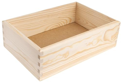 Creative Deco Aufbewahrungsbox Holzkiste ohne Deckel 30 x 20 x 9 cm Holzbox | aus Kiefernholz | Schubladen Organizer Für Kleinutensilien Make up, Schmuck, Stifte, Bürobedarf