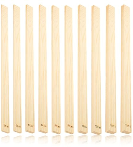 10 Pcs Rolling Pin Guides Stick, Clay Rolling Pin, Clay Tools 5 Sizes 3/5/7/10/12 mm Wooden Clay Tools for Precise Polymer Clay Thickness Control Manual Pottery Crafting