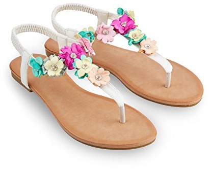 Joe Browns LF587 - Sandalias con Tira Vertical de Sintético Mujer, Color Blanco, Talla 41