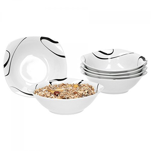 Van Well Galaxy 6er Set Müslischale, Suppenschale, kleine Schale, Ø 14,3 cm, 300 ml, Liniendekor, edles Marken-Porzellan