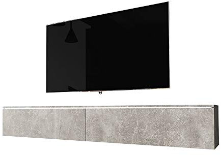 Selsey Kane – TV-Lowboard hängend/stehend 180 cm (Beton-Optik mit LED)
