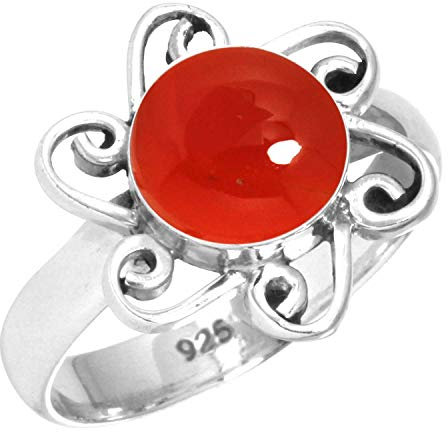 Jeweloporium Orange Real Karneol 925 Sterling Silber Ringe für Damen mit Stein viktorianisch Silber Ringe Größe 69(22.0) Neujahr Geschenk Handgefertigt Schmuck