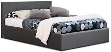 Modernique® Grey Fabric Ottoman Storage Bed, 3ft Grey Linen Gas Lift Up Storage Bed in Single Sized Bed Frame (Single (3FT))